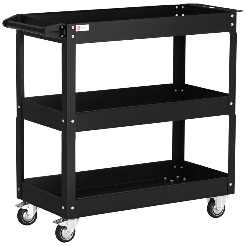DURHAND Werkstattwagen Werkzeugwagen Stahl Schwarz 83L x 35,3B x 76H cm von DURHAND