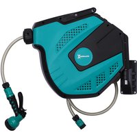 Durhand - Wandschlauchbox Schlauchtrommel 180° schwenkbar mit Multibrause Frostschutz -5–45 °c Kunststoff Grün + Schwarz 15 m von DURHAND