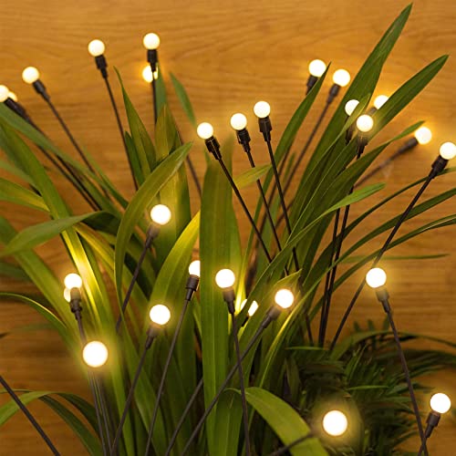Sakulight 2 Stück 16 LEDs Solarlampen für Außen, Solar Glühwürmchensolar Gartenleuchten für Außen mit Realistischer Glühwürmchen-Effekt, IP65 Wasserdicht Gartendeko für Draußen, Hinterhöfe, Gärten von Sakulight