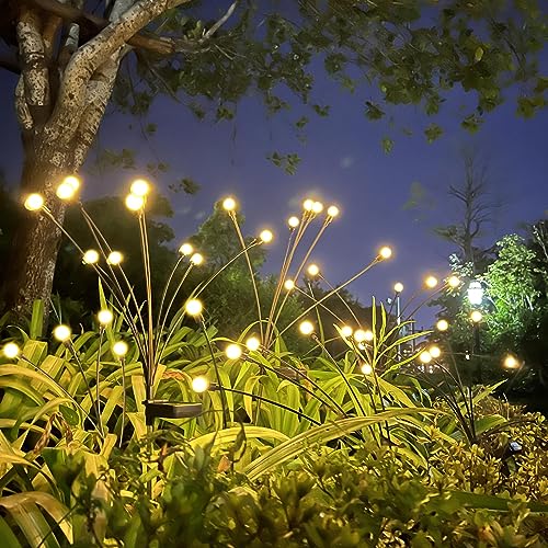 Sakulight 4 Stück 32 LEDs Solarlampen für Außen, Solar Glühwürmchensolar Gartenleuchten für Außen mit Realistischer Glühwürmchen-Effekt, IP65 Wasserdicht Gartendeko für Draußen, Hinterhöfe, Gärten von Sakulight