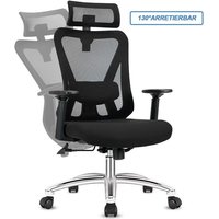 Durrafy Bürostuhl,ergonomischer Schreibtischstuhl,Chefsessel (Drehstuhl,90° bis 130° Wippfunktion,leise Rollen),verstellbare von DURRAFY