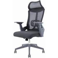 Durrafy - grauer Mesh-Bürostuhl, atmungsaktiver Sessel mit hoher Rückenlehne und 3D-verstellbarer, ergonomischer Armlehne von DURRAFY
