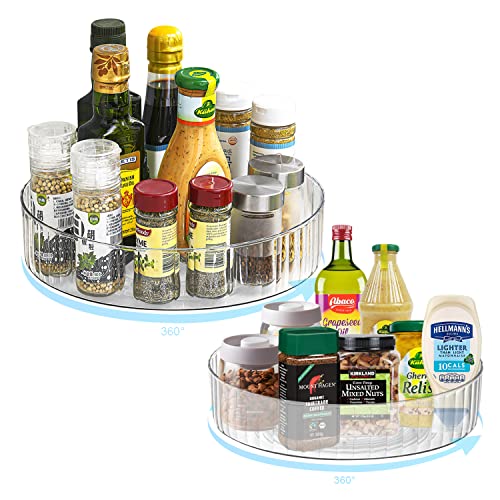 DURTAIL 2-stück Küchen Organizer Drehbar, Drehteller Kühlschrank, Lazy Susan Drehteller, Geeignet für Küchen, Kühlschränke, Kosmetische Arbeitsplatten (22cm+28cm) von DURTAIL