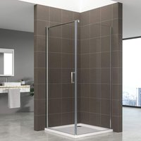 Duschbär Duschkabine, Eckdusche mit Fronteinstieg - Links und RECHTS montierbar aus 6mm ESG Nano Sicherheitsglas 558 90x90 cm - TÜR: 90 cm von DUSCHBAER