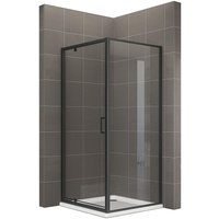 Duschbär Duschkabine, Eckdusche mit Fronteinstieg schwarze Aluminium Profile - Links und RECHTS montierbar 553 80x70 cm - TÜR: 80 cm von DUSCHBAER