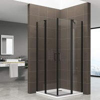 Duschbär - Duschkabine in der Höhe 180 cm mit Eckeinstieg aus 6 mm durchsichtigem Sicherheitsglas mit schwarzen Aluminium Profilen DGK71 80x85 cm von DUSCHBÄR