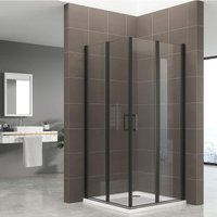 Duschkabine alina, Höhe: 180 cm Eckduschkabine mit Falttüren aus 6 mm durchsichtigem Nano-Sicherheitsglas mit schwarzen Aluminium Profilen DGK61 Duschkabine alina, Höhe: 180 cm Eckduschkabine mit Falttüren aus 6 mm durchsichtigem Nano-Sicherheitsglas mit schwarzen Aluminium Profilen DGK61 von DUSCHBÄR