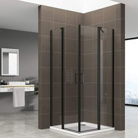 Duschkabine in der Höhe 180 cm mit Eckeinstieg aus 6 mm durchsichtigem Sicherheitsglas mit schwarzen Aluminium Profilen DGK71 70x70 cm - Duschbär von DUSCHBÄR