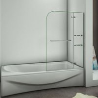 100X140cm Badewannenaufsatz Faltwand Duschabtrennung Duschwand für Badewanne 5mm Sicherheitsglas - Transparent von DUSCHPARADIES-DE