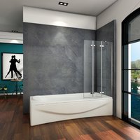 Duschparadies-de - 100x140cm Badewannenaufsatz 3tlg. Badewannenfaltwand 6mm Glas Duschabtrennung - Transparent von DUSCHPARADIES-DE