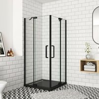 100x80x195cm 8mm nano esg schwarze Drehtür Eckeinstieg Duschabtrennung Duschkabine Dusche - Schwarz von DUSCHPARADIES-DE