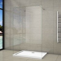117.7x200cm+ mit 2 70-120cm Stabilisator 10mm Nano Sicherheitsglas Walk in Duschwand Duschabtrennung von DUSCHPARADIES-DE