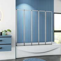 Duschparadies-de - 120x140 Badewannenaufsatz Faltwand Trennwand Duschwand Duschabtrennung 5-teilig Aluminium-Hochglanz von DUSCHPARADIES-DE