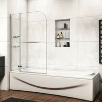 120x140cm Badewanneaufsatz 2 tlg. Scharnier Faltwand Duschwand Duschabtrennung - Transparent von DUSCHPARADIES-DE
