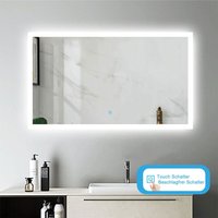 Duschparadies-de - 120x70cm led Badspiegel Touch Antibeschlage Kaltweiß 6000k Honrizontal&Vertikal Badezimmerspiegel mit Beleuchtung - Weiß von DUSCHPARADIES-DE