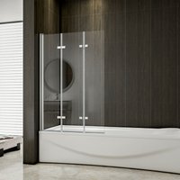 130x140cm Badewannen 3 tlg. Faltwand Aufsatz 180° Duschwand Duschabtrennung - Transparent von DUSCHPARADIES-DE
