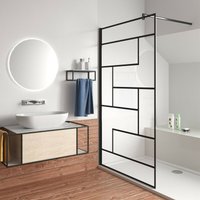 Duschparadies-de - 140x200cm Schwarze unregelmäßige FormDuschabtrennung 8mm Nano esg Duschwand Duschabtrennung + f Form:90cm Stabilisator von DUSCHPARADIES-DE