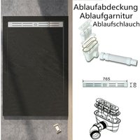 140x80cm Quadrat Anti-Rutsch Duschtasse Stein-Effekt Acryl Duschwanne Für Duschkabine Höhe 3cm - Schwarz von DUSCHPARADIES-DE