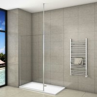 160x200cm+2030-3200mm Stabilisator 8mm esg Sicherheitsglas Walk in Dusche Duschwand Nano Glas Duschabtrennung Höhe 200cm - Transparent von DUSCHPARADIES-DE