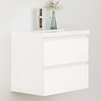 50cm Badmöbel Set Waschtisch mit Unterschrank Gäste WC Hochglanz Weiß Waschbecken Keramik von DUSCHPARADIES-DE