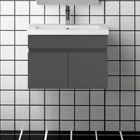Duschparadies-de - 60 cm Waschtisch mit Unterschrank Soft-Close Badmöbel Set mit Waschbecken Mineralguss Gäste wc Hochglänzend Anthrazit von DUSCHPARADIES-DE