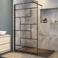 Duschparadies-de - 70x200cm Schwarze unregelmäßige FormDuschabtrennung 8mm Nano esg Duschwand Duschabtrennung + 73-120cm Stabilisator von DUSCHPARADIES-DE
