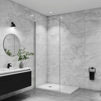 76x195cm+F:140cm Stabilisator 6mm Nano Sicherheitsglas Walk in Duschwand Duschabtrennung Höhe 195cm von DUSCHPARADIES-DE