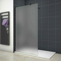 80x200cm Schwarzrahmen Duschabtrennung Walk In 10mm Nano esg Milchglas Duschabtrennung + f Form 90cm Stabilisator von DUSCHPARADIES-DE