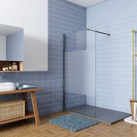 Duschparadies-de - 80x200cm Schwarzrahmen Duschabtrennung Walk In 8mm Nano esg Milchglasstreifen Duschabtrennung + n Form 140cm Stabilisator Höhe Duschparadies-de - 80x200cm Schwarzrahmen Duschabtrennung Walk In 8mm Nano esg Milchglasstreifen Duschabtrennung + n Form 140cm Stabilisator Höhe von DUSCHPARADIES-DE