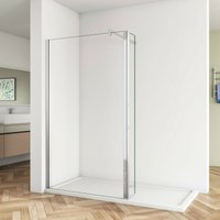 80x200cm Walk in Duschwand+40x200cm Flipper Panel + f Form:140cm Stabilisator 8mm nano esg Glas Duschwand von DUSCHPARADIES-DE