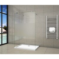 87.7x200cm Walk In 10mm Nano ESG Milchglasstreifen Duschabtrennung + F Form:140cm Stabilisatorx2 87.7x200cm Walk In 10mm Nano ESG Milchglasstreifen Duschabtrennung + F Form:140cm Stabilisatorx2 von DUSCHPARADIES-DE