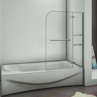 90X140cm Badewannenaufsatz Duschabtrennung Echtglas Duschwand Duschkabine - Transparent von DUSCHPARADIES-DE