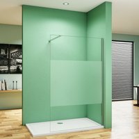 Duschparadies-de - 90x200cm Duschabtrennung Walk In 8mm Nano esg Milchglasstreifen Duschabtrennung + n Form:140cm Stabilisator Höhe 200cm von DUSCHPARADIES-DE