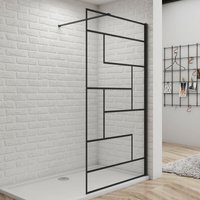 Duschparadies-de - 90x200cm Schwarze unregelmäßige FormDuschabtrennung 8mm Nano esg Duschwand Duschabtrennung + n Form:90cm Stabilisator von DUSCHPARADIES-DE