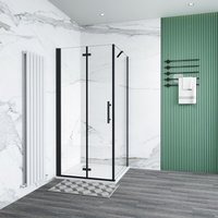 B:110 x T:76 x H:185cm Schwarz Falttür Duschkabine Duschabtrennung Dusche 6mm Nano ESG Duschwand von DUSCHPARADIES-DE