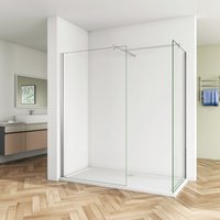 Duschparadies-de - B:120 x T:120 x H:200cm Walk in Duschwand 10mm nano esg Glas Duschkabine Duschabtrennung +2 x Stabilisierungs Stange - Transparent von DUSCHPARADIES-DE