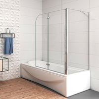 B:120xT:80xH:140cm Badewannenaufsatz 2-tlg. Faltwand Nano-Glas Duschabtrennung Seitenwand - Transparent von DUSCHPARADIES-DE