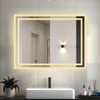 Duschparadies-de - Badezimmer Spiegel mit Beleuchtung led Badspiegel mit 3 Lichtfarbe Dimmbar Beschlagfrei Speicherfunktion 60x50cm von DUSCHPARADIES-DE