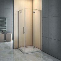 Duschparadies-de - Duschkabine 76X76X195cm Duschwand Duschabtrennung Eckeinstieg Scharniertür Dusche nano Eckdusche Glas - Transparent von DUSCHPARADIES-DE