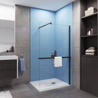 Duschparadies Schwarz Duschwand Walk-In ESG Klarglas 8mm 120x200cm mit Stabilisator:70-120cm mit Ablage + Handtuchhalter Duschparadies Schwarz Duschwand Walk-In ESG Klarglas 8mm 120x200cm mit Stabilisator:70-120cm mit Ablage + Handtuchhalter von DUSCHPARADIES-DE