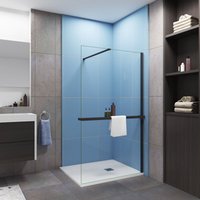 Duschparadies Schwarz Duschwand Walk-In ESG Klarglas 8mm 80x200cm mit Stabilisator:140cm mit Ablage + Handtuchhalter Duschparadies Schwarz Duschwand Walk-In ESG Klarglas 8mm 80x200cm mit Stabilisator:140cm mit Ablage + Handtuchhalter von DUSCHPARADIES-DE