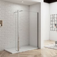 40x200cm Walk in Duschwand+40x200cm Flipper Panel + 73-120cm Stabilisator 8mm NANO ESG Glas Duschwand von DUSCHPARADIES-DE