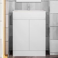 Duschparadies-de - 50 cm Badmöbel Set Unterschrank soft close Standschrank Selbstmontierter mit Weiß keramik waschtisch Unterschrank mit Weiß von DUSCHPARADIES-DE