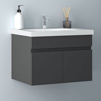 Duschparadies-de - 60 cm Waschtisch mit Unterschrank Badmöbel Set mit Waschbecken Keramik dick Gäste wc Anthrazit Matt von DUSCHPARADIES-DE