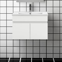 Duschparadies-de - 60 cm Waschtisch mit Unterschrank Badmöbel Set mit Waschbecken Keramik dünn Gäste wc Hochglänzend Weiß von DUSCHPARADIES-DE