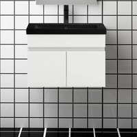 Duschparadies-de - 60 cm Waschtisch mit Unterschrank Badmöbel Set mit Waschbecken Schwarz Gäste wc Hochglänzend Weiß von DUSCHPARADIES-DE