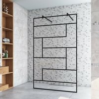 67.7x200cm+ mit 2 140cm Schwarz Stabilisator 8mm Nano Sicherheitsglas Walk in unregelmäßige Form Streifen Duschwand Duschabtrennung 67.7x200cm+ mit 2 140cm Schwarz Stabilisator 8mm Nano Sicherheitsglas Walk in unregelmäßige Form Streifen Duschwand Duschabtrennung von DUSCHPARADIES-DE