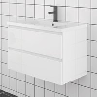 Duschparadies-de - 80cm Badezimmer Waschtisch mit Unterschrank keramik-Waschbecken mit Unterschrank Weiß Hochglanz Duschparadies-de - 80cm Badezimmer Waschtisch mit Unterschrank keramik-Waschbecken mit Unterschrank Weiß Hochglanz von DUSCHPARADIES-DE