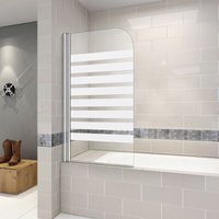 Duschparadies-de - 80x140cm Links Montage 6mm nano esg Glas Faltwand Badewannenaufsatz Badewanne Duschabtrennung - Echtglas Dekor Querstreifen von DUSCHPARADIES-DE