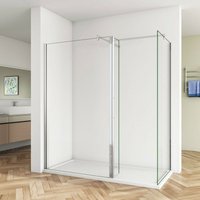 Duschparadies-de - B:60 x T:140 x H:200cm Walk in Duschwand 8mm nano esg Glas Duschkabine +2 x Stabilisierungs Stange+Flipper Panel 30x200cm von DUSCHPARADIES-DE